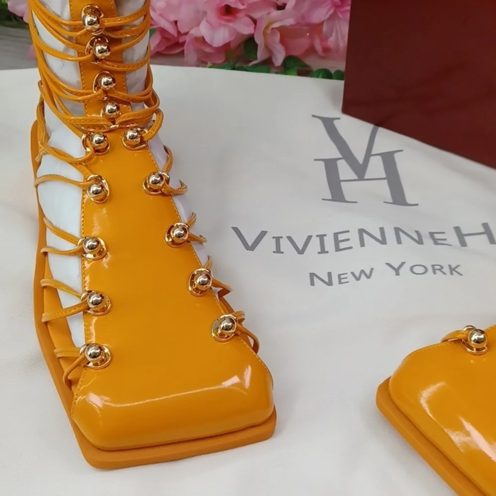Vivienne Hu VHNY Studded Leather Cage Sandals NIB